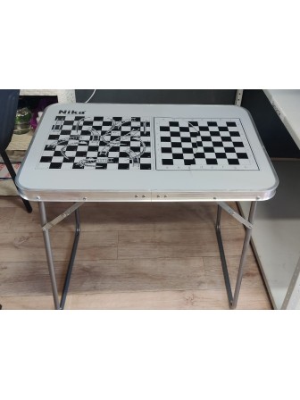 Уценка 23-0626 Стол складной Nika ССТ-5/И, серебристый, с шахматной разметкой