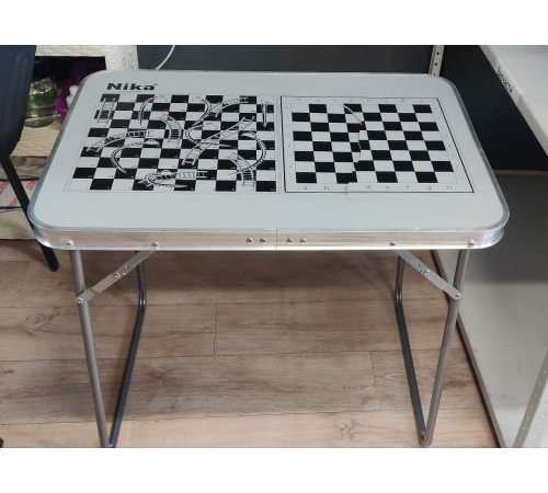 Уценка 23-0626 Стол складной Nika ССТ-5/И, серебристый, с шахматной разметкой