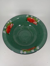 Уценка 25-1965 Таз эмалированный 12 л, Стальэмаль 1с30с, Клубника садовая, изумрудный, с зерном