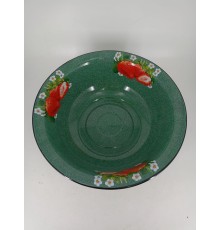 Уценка 25-1965 Таз эмалированный 12 л, Стальэмаль 1с30с, Клубника садовая, изумрудный, с зерном