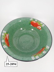 Уценка 25-2094 Таз эмалированный 12 л, Стальэмаль 1с30с, Клубника садовая, изумрудный, с зерном