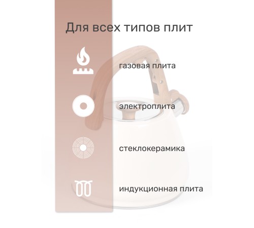 Чайник ZEIDAN Z-4553 Ivory 3 литра со свистком