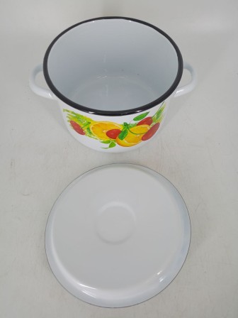 Уценка 25-2382 Набор кастрюль эмалированных (1,5 л, 2,9 л, 4,5 л, 3,5 л) л, Стальэмаль 1с142, Фрутта, белоснежный