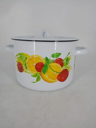 Уценка 25-2382 Набор кастрюль эмалированных (1,5 л, 2,9 л, 4,5 л, 3,5 л) л, Стальэмаль 1с142, Фрутта, белоснежный