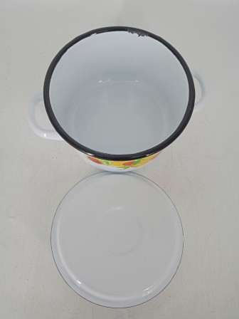 Уценка 25-2382 Набор кастрюль эмалированных (1,5 л, 2,9 л, 4,5 л, 3,5 л) л, Стальэмаль 1с142, Фрутта, белоснежный