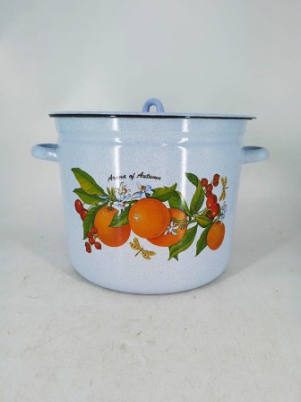 Уценка 26-0027 Кастрюля 12л С-1624/4Рб Фруктовая фантазия голубая, с крышкой