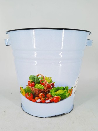 Уценка 26-0030 Ведро эмалированное 12 л, без крышки, Стальэмаль 1с27с, Сентябрь, серо-голубой