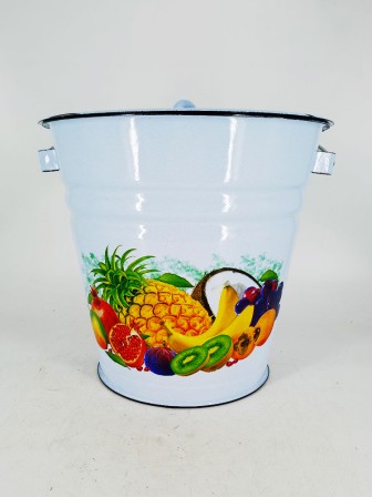 Уценка 26-0203 Ведро эмалированное 12 л, с крышкой, Стальэмаль 1с28с, Экзотика, серо-голубой