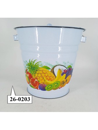 Уценка 26-0203 Ведро эмалированное 12 л, с крышкой, Стальэмаль 1с28с, Экзотика, серо-голубой