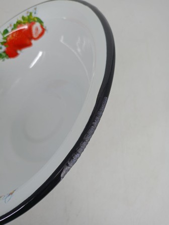 Уценка 26-0175 Миска эмалированная 2 л, Стальэмаль 1с32с, Клубника садовая, белоснежный