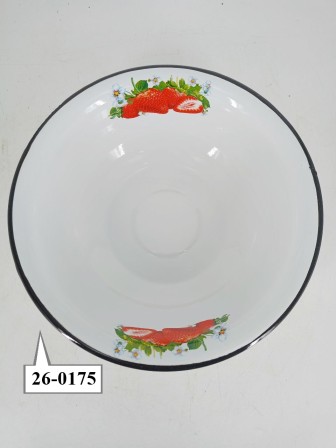 Уценка 26-0175 Миска эмалированная 2 л, Стальэмаль 1с32с, Клубника садовая, белоснежный