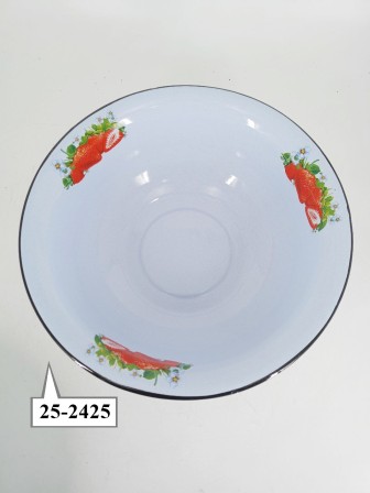 Уценка 25-2425 Миска эмалированная 5 л, Стальэмаль 1с35с, Клубника садовая, серо-голубой