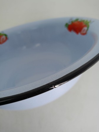 Уценка 25-2425 Миска эмалированная 5 л, Стальэмаль 1с35с, Клубника садовая, серо-голубой