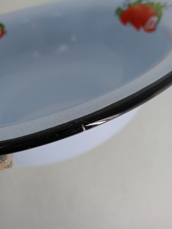 Уценка 25-2425 Миска эмалированная 5 л, Стальэмаль 1с35с, Клубника садовая, серо-голубой