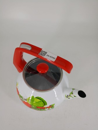 Уценка 25-0342 Чайник Perfecto Урожай эмалированный, 2,2 л, стеклянная крышка