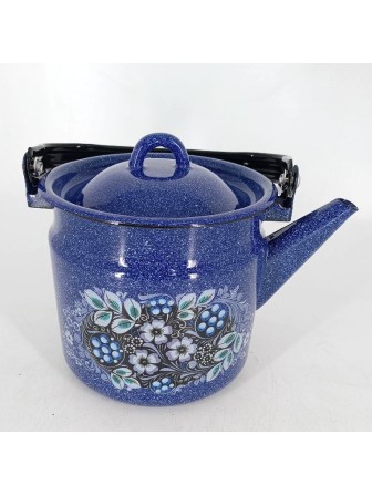 Уценка 26-0210 Чайник эмалированный  2 л, Стальэмаль 1с25с, Клубника садовая изумрудный, с зерном