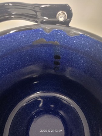 Уценка 25-2284 Чайник эмалированный  3,5 л, Стальэмаль 2с26, без рисунка синий, с зерном