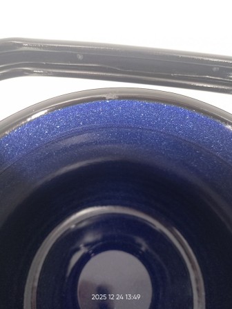 Уценка 25-2284 Чайник эмалированный  3,5 л, Стальэмаль 2с26, без рисунка синий, с зерном