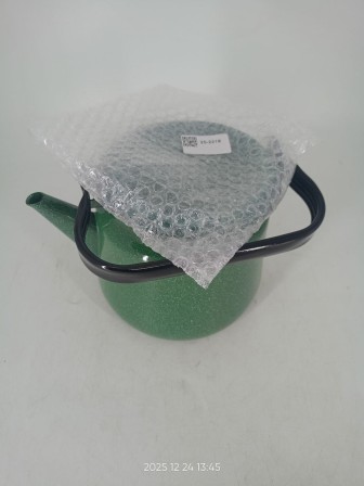 Уценка 25-2219 Чайник эмалированный  3,5 л, Стальэмаль 2с26, без рисунка изумрудный, с зерном