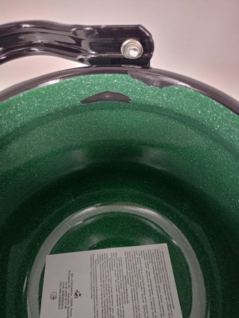 Уценка 26-0196 Чайник эмалированный  3,5 л, Стальэмаль 2с26, без рисунка изумрудный, с зерном