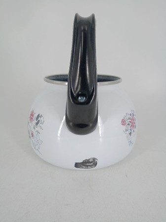 Уценка 26-0609 Чайник эмалированный  2 л, Стальэмаль 4с210я, Весенний романс белоснежный, со свистком