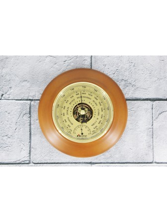 Барометр Утес БТК-СН-18 шлифованное золото с термометром (корпус-дерево, диам.210/130мм, откр.механизм)