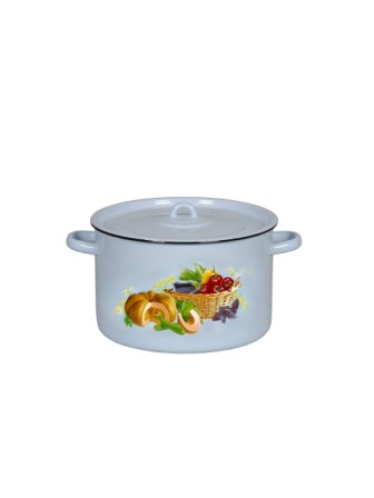 Кастрюля эмалированная 7 л, Стальэмаль 1с18с, Урожай, серо-голубой