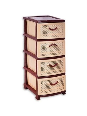 Комод РП-431 Ромашка т.коричневый/беж., 4 секции, РОССПЛАСТ