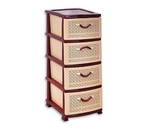 Комод РП-431 Ромашка т.коричневый/беж., 4 секции, РОССПЛАСТ