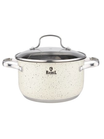 Кастрюля RASHEL Стефани R-109в 1,9л нерж, ст.крышка, покрытие антипригарное гранитное, индукция