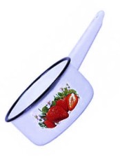 Ковш кухонный эмалированный  1 л, Стальэмаль 1с22с, Клубника садовая серо-голубой