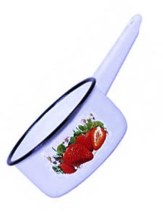 Ковш кухонный эмалированный  1 л, Стальэмаль 1с22с, Клубника садовая серо-голубой