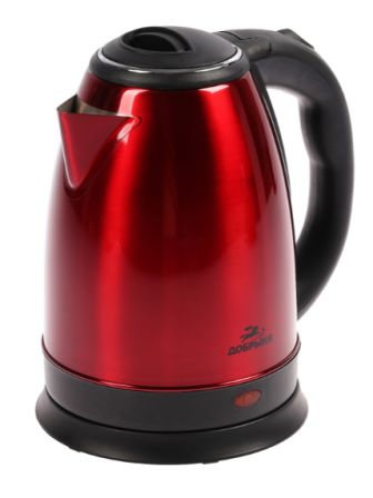 Чайник Добрыня DO-1224 1,8кВт, 1,8 л, нерж, красный