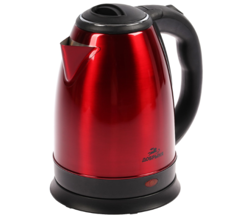 Чайник Добрыня DO-1224 1,8кВт, 1,8 л, нерж, красный