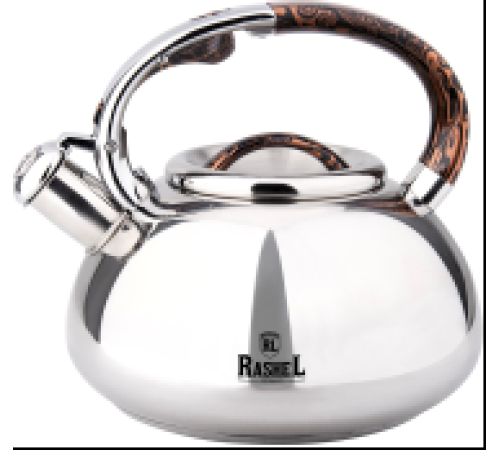 Чайник RASHEL М-7910 3л, нерж. сталь, со свистком