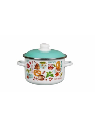 Кастрюля эмалированная 4 л, Стальэмаль 6RD201M, Утренний кофе, белоснежный