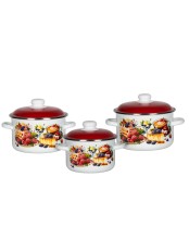 Набор кастрюль эмалированных (2 л, 3 л, 4 л) л, Стальэмаль 6КВ021М, Чизкейк, белоснежный