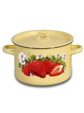 Кастрюля эмалированная 2,9 л, Стальэмаль 1с16с/1, Клубника садовая, кремовый