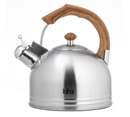 Чайник LARA LR00-18 3,2л, свисток, стилизованная под дерево ручка, индукционное дно