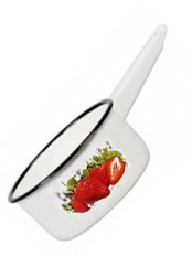 Ковш кухонный эмалированный  1 л, Стальэмаль 1с22с, Клубника садовая белоснежный