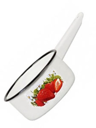 Ковш кухонный эмалированный  1 л, Стальэмаль 1с22с, Клубника садовая белоснежный