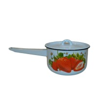 Ковш кухонный эмалированный  1,5 л, Стальэмаль 1с43с, Клубника садовая серо-голубой