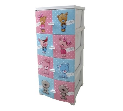 Комод РП-451 Друзья белый, 4 секции, РОССПЛАСТ