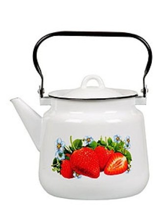 Чайник эмалированный  3,5 л, Стальэмаль 1с26с, Клубника садовая белоснежный