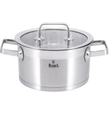 Кастрюля RASHEL Виктория R-600w 6л из нержавеющей стали со стекл. кр., 24X14cm
