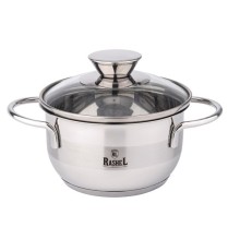 Кастрюля RASHEL Мини R-480м 1,2 л из нержавеющей стали со стекл. кр., 14х8 см