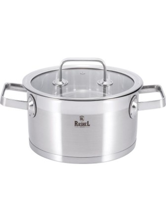 Кастрюля RASHEL Виктория R-780w 6л из нержавеющей стали со стекл. кр., 24X14cm