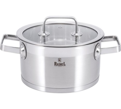 Кастрюля RASHEL Виктория R-780w 6л из нержавеющей стали со стекл. кр., 24X14cm