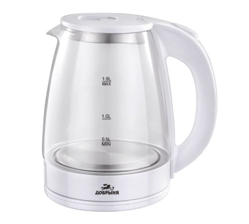 Чайник Добрыня DO-1254W белый , 1,8л, 1,8кВт