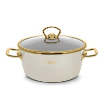 Кастрюля RASHEL Grand R0920 2,6л эмаль, ст.крышка, ручка золото; кремовый, индукция